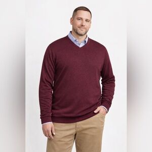 Peter Millar Crown Soft Merino Wool Silk V-Neck Sweater Burgundy XXL